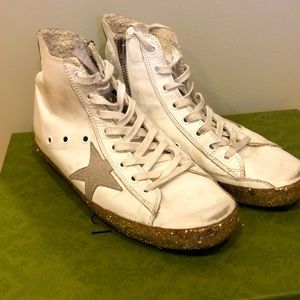 Golden goose mid high top sz 38 gold glitter